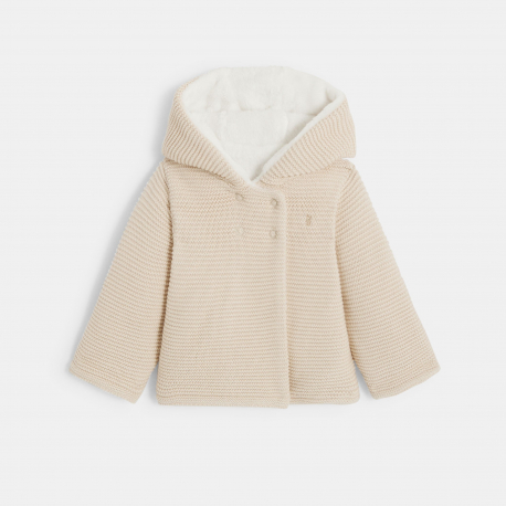 Obaibi Μπουφάν ζεστό με φλις επένδυση με κουκούλα, μπεζ για νεογέννητα