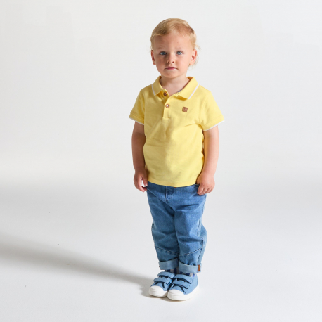 Obaibi Μπλούζα πόλο από πικέ ύφασμα, κίτρινη για μωρά αγοράκια