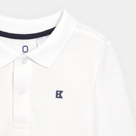 Okaidi Μπλούζα πόλο μακρυμάνικη, από βαμβακερό πικέ ύφασμα, μπλε για αγόρια