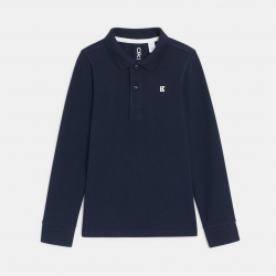 Okaidi Μπλούζα πόλο μακρυμάνικη, από βαμβακερό πικέ ύφασμα, μπλε για αγόρια