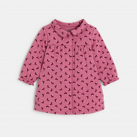 Obaibi Φόρεμα βαμβακερό με ιδιαίτερο φλοράλ σχέδιο και ροζ κολάν για μωρά κοριτσάκια