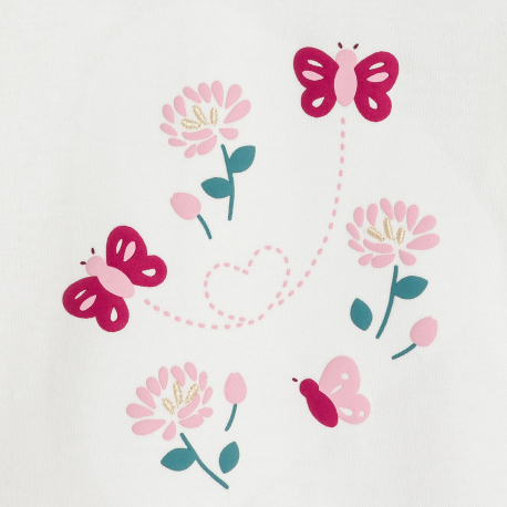 Obaibi Πιτζάμα με λουλούδια και πεταλούδα ροζ για μωρά κοριτσάκια