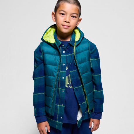 Okaidi Μπουφάν αμάνικο με κουκούλα σκούρο πράσινο