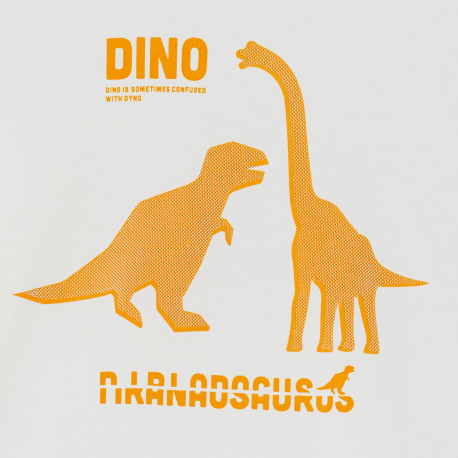 Okaidi Μπλούζα μακρυμάνικη με μοτίφ δεινόσαυρο, λευκή για αγόρια