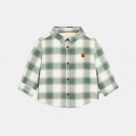 Obaibi Πουκάμισο μπουφάν με επένδυση φλις, καρό πράσινο για μωρά αγοράκια