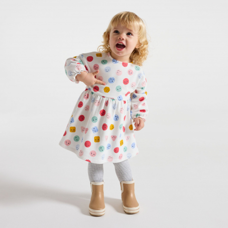 Obaibi Φόρεμα από χνουδωτό ύφασμα ελαφρύ συναισθήματα, λευκό για μωρά κοριτσάκια