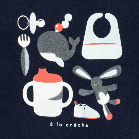 Obaibi Μπλούζα μακρυμάνικη, παιδικός σταθμός, σε μπλε ναυτικό για μωρά αγοράκια