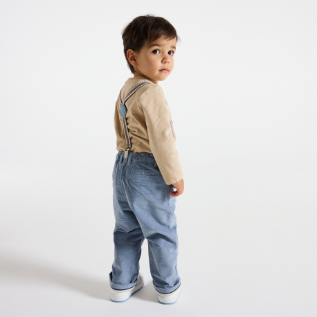 Obaibi Μπλούζα μακρυμάνικη, με θέμα σχολείο, μπεζ για μωρά αγοράκια