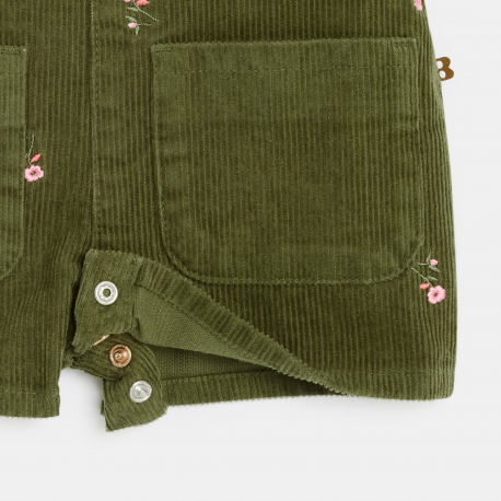 Obaibi Σαλοπέτα κοντή από κεντημένο βελούδο πράσινο για μωρά κοριτσάκια