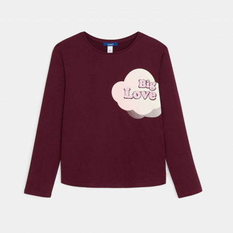 Okaidi Μπλούζα μακρυμάνικη με μήνυμα, σε κόκκινο για κορίτσια