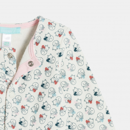 Obaibi Φορμάκι ολόσωμο μπεζ με μοτίφ γάτα για μωρά κοριτσάκια