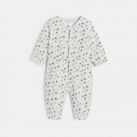 Obaibi Φορμάκι ολόσωμο μπεζ με μοτίφ γάτα για μωρά κοριτσάκια