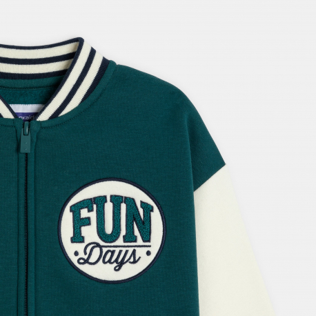 Okaidi Φούτερ teddy σε κολλεγιακό στιλ πράσινο για αγόρια