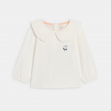 Obaibi Μπλούζα με μεγάλο γιακά λευκή για μωρά κοριτσάκια