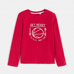 Okaidi Μπλούζα μακρυμάνικη με μήνυμα κόκκινη για αγόρια