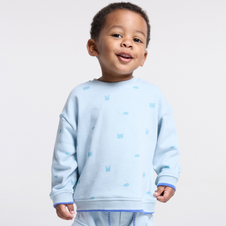 Obaibi Πουλόβερ υφασμάτινο με μοτίφ ζωάκια μπλε για μωρά αγοράκια