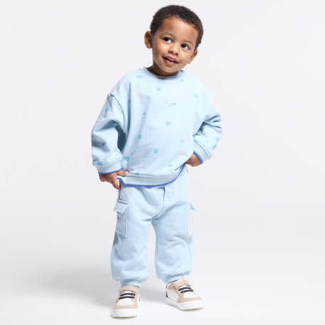 Obaibi Πουλόβερ υφασμάτινο με μοτίφ ζωάκια μπλε για μωρά αγοράκια