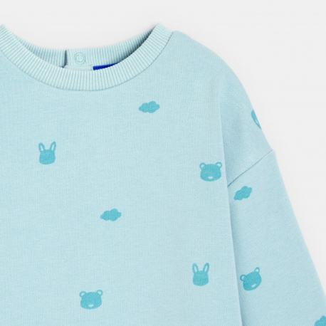 Obaibi Πουλόβερ υφασμάτινο με μοτίφ ζωάκια μπλε για μωρά αγοράκια