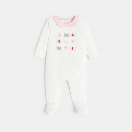 Obaibi Φορμάκι ύπνου από βελούδο, πεταλούδες, λευκό για μωρά κοριτσάκια