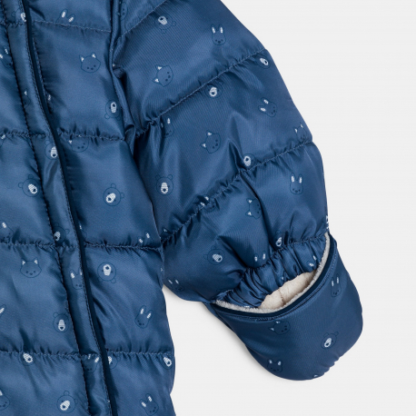 Obaibi Βρεφική φόρμα εξόδου μπλε με γούνα