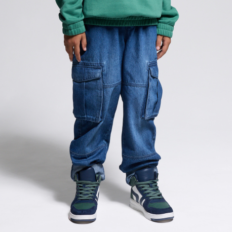 Okaidi Παντελόνι τζιν cargo σε σκούρο μπλε για αγόρια