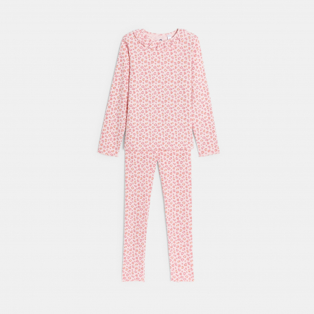 Okaidi Πιτζάμα 2 τεμαχίων από μακό με γραμμές λεοπάρ ροζ