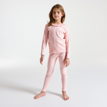 Okaidi Πιτζάμα 2 τεμαχίων από μακό με γραμμές λεοπάρ ροζ