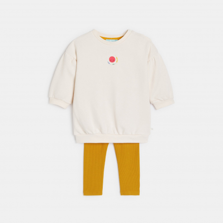 Obaibi Φόρεμα πουλόβερ από χνουδωτό ύφασμα και λευκό κολάν για μωρά κοριτσάκια