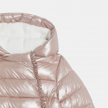 Obaibi Μπουφάν καπιτονέ, με επένδυση και κουκούλα, ιριδίζον, ροζ για μωρά κοριτσάκια