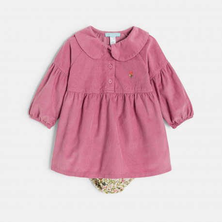 Obaibi Φόρεμα από κοτλέ βελούδο ροζ για μωρά κοριτσάκια