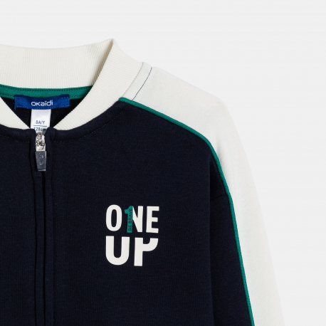 Okaidi Φούτερ  από χνουδωτό ύφασμα δίχρωμο γκρι για αγόρια