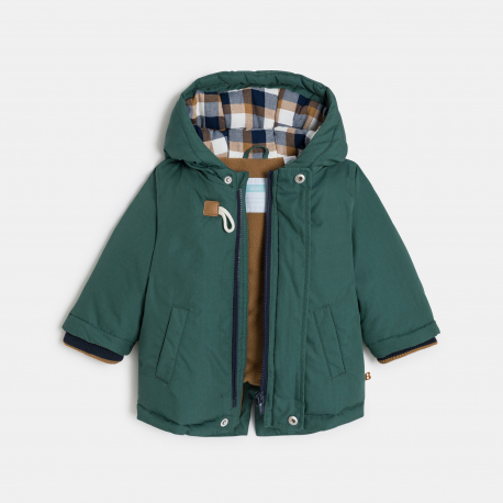 Obaibi Παλτό αδιάβροχο, ζεστό με κουκούλα πράσινο για μωρά αγοράκια