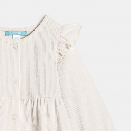 Obaibi Φόρεμα από κοτλέ βελούδο μπεζ για μωρά κοριτσάκια