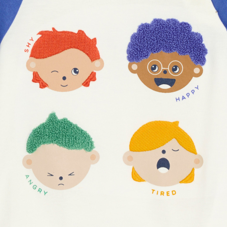 Obaibi Μπλούζα μακρυμάνικη, εκφράσεις, μπλε για μωρά αγοράκια