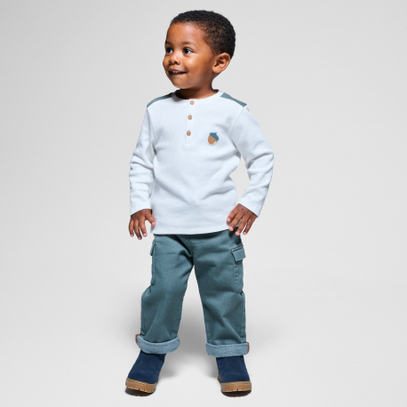 Obaibi Μπλούζα μακρυμάνικη, λευκή, για μωρά αγοράκια