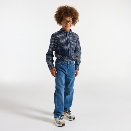 Okaidi Πουκάμισο καρό σε ναυτικό μπλε για αγόρια