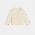 Obaibi Ζακέτα από πλεκτό ύφασμα μπεζ με μοτίφ λουλούδι για μωρά κοριτσάκια
