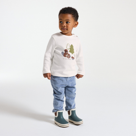 Obaibi Μπλούζα σφηκοφωλιά, κάστορας, λευκή, για μωρά αγοράκια