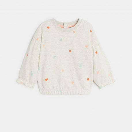 Obaibi Φούτερ από χνουδωτό ύφασμα καρδιές μπεζ για μωρά κοριτσάκια