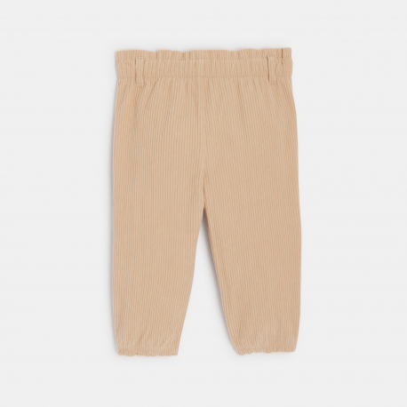 Obaibi Παντελόνι από βελούδο κοτλέ με ελαστική μέση μπεζ για μωρά κοριτσάκια