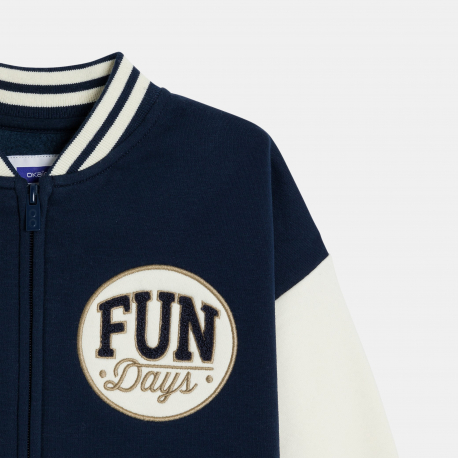 Okaidi Φούτερ teddy σε κολλεγιακό στιλ μαύρο για αγόρια