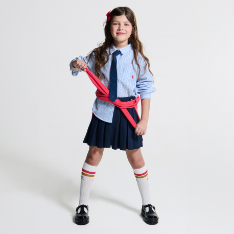 Okaidi Πουκάμισο ριγέ με μοτίφ κεντημένη καρδιά μπλε για κορίτσια