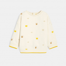 Obaibi Πουλόβερ υφασμάτινο με μοτίφ ζωάκια γκρι για μωρά αγοράκια