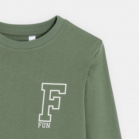 Okaidi Μπλούζα μακρυμάνικη με μήνυμα γκρι για αγόρια