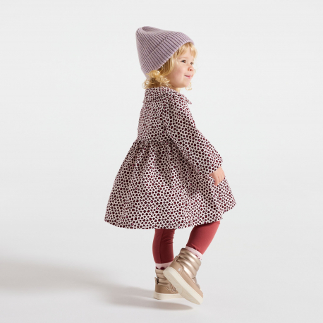 Obaibi Φόρεμα με τυπωμένα λεοπάρ σχέδιο και μπορντό κολάν για μωρά κοριτσάκια