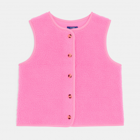 Okaidi Ζακέτα αμάνικη ροζ από χοντρό φλις για κορίτσια