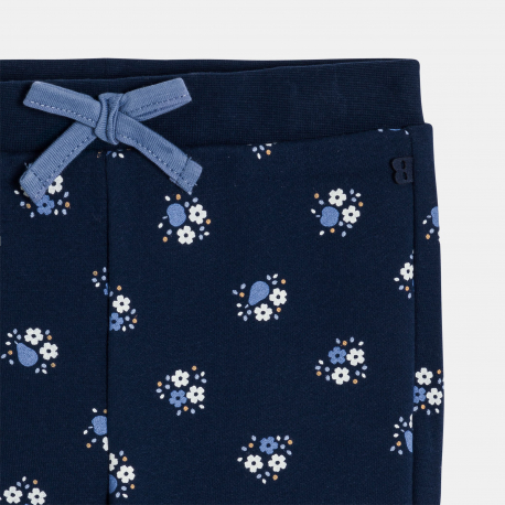 Obaibi Παντελόνι φόρμας από χνουδωτό ύφασμα φλοράλ μπλε για μωρά κοριτσάκια