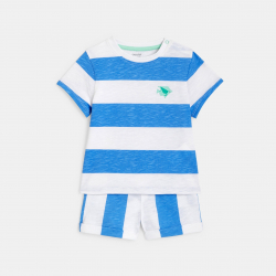 Obaibi Σετ μπλούζα και σορτς με ρίγες, μπλε για μωρά αγοράκια