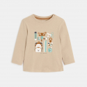 Obaibi Μπλούζα μακρυμάνικη, με θέμα σχολείο, μπεζ για μωρά αγοράκια
