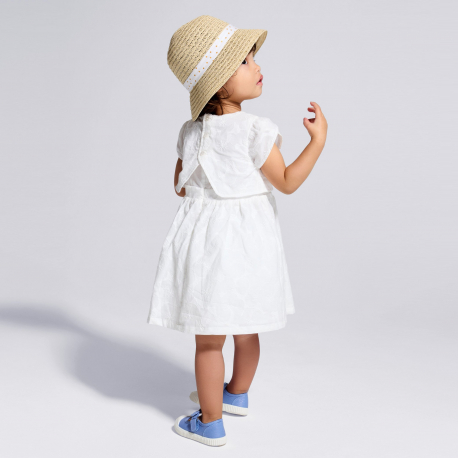 Obaibi Φόρεμα για επίσημες περιστάσεις από ποπλίνα φλοράλ λευκό για μωρά κοριτσάκια